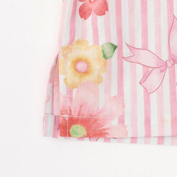 甚平 條紋×花蝴蝶結圖案