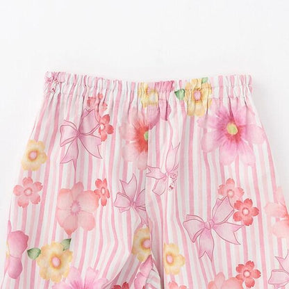 甚平 條紋×花蝴蝶結圖案