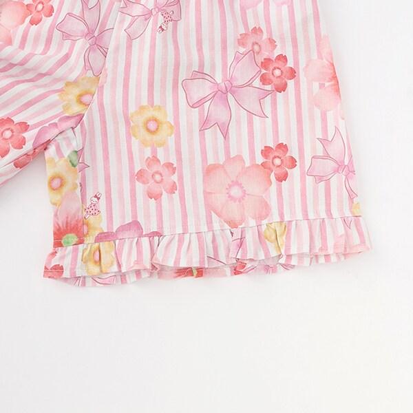 甚平 條紋×花蝴蝶結圖案