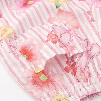 甚平 條紋×花蝴蝶結圖案