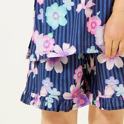 甚平 條紋×花蝴蝶結圖案