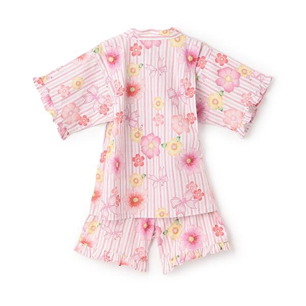 甚平 條紋×花蝴蝶結圖案