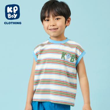 多色條紋無袖T恤