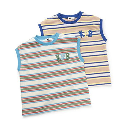 多色條紋無袖T恤