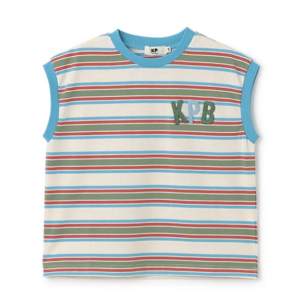 多色條紋無袖T恤