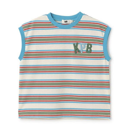 多色條紋無袖T恤