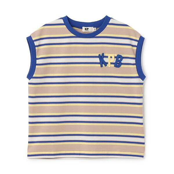 多色條紋無袖T恤