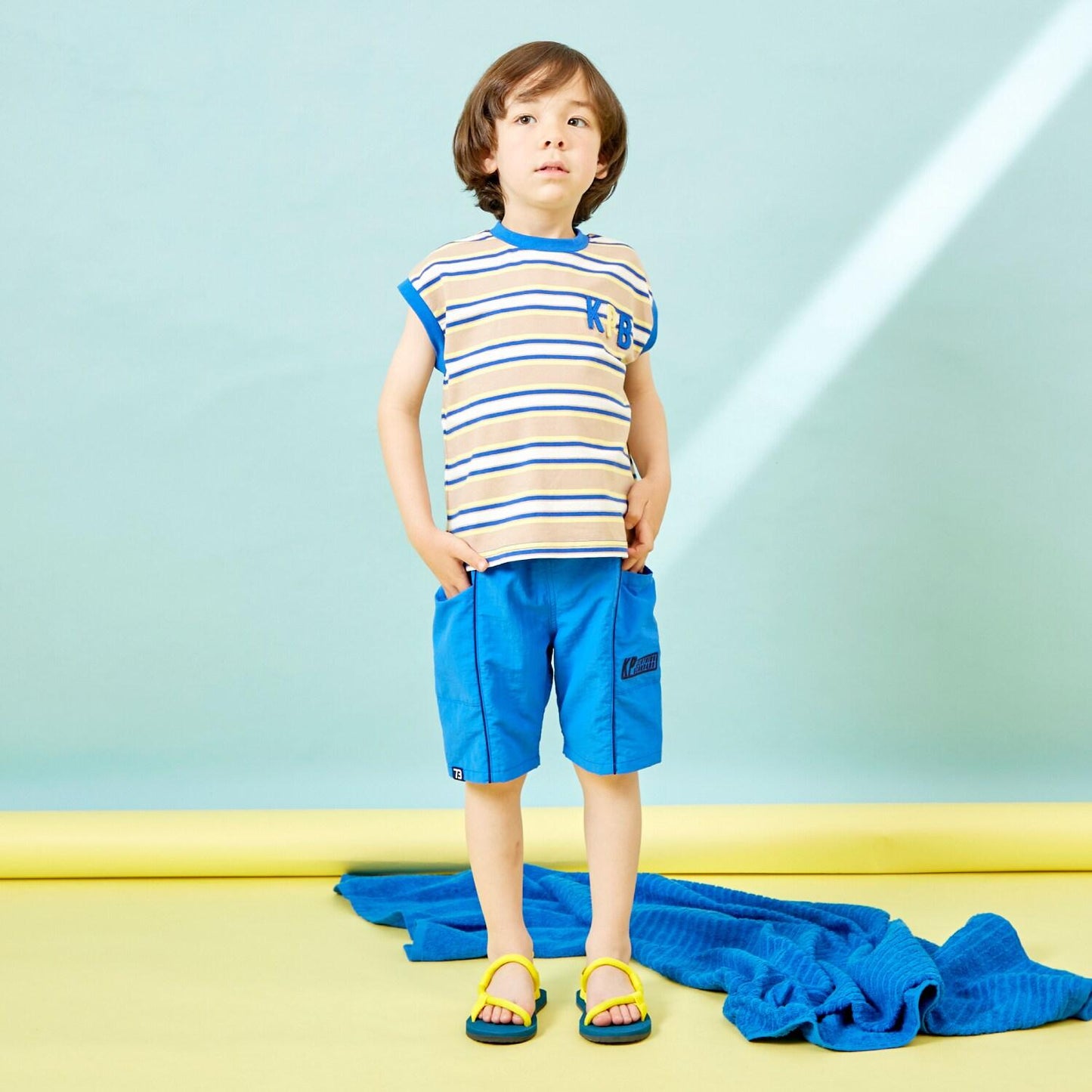 多色條紋無袖T恤