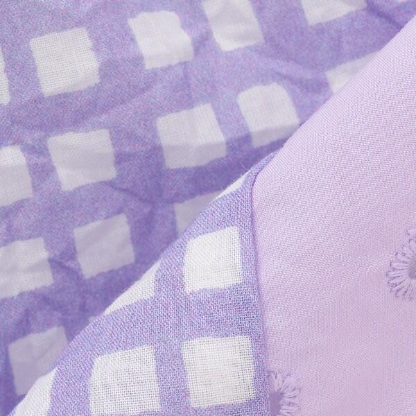 棉質印花拼接蕾絲豎拼接連衣裙