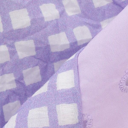 棉質印花拼接蕾絲豎拼接連衣裙