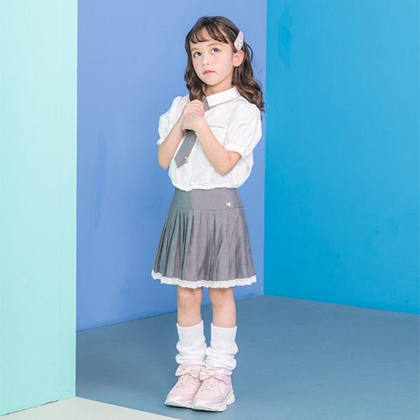 附領帶短袖襯衫