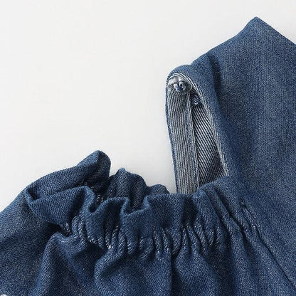 項鍊刺繡 2way牛仔連衣裙