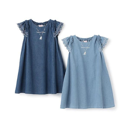 項鍊刺繡 2way牛仔連衣裙