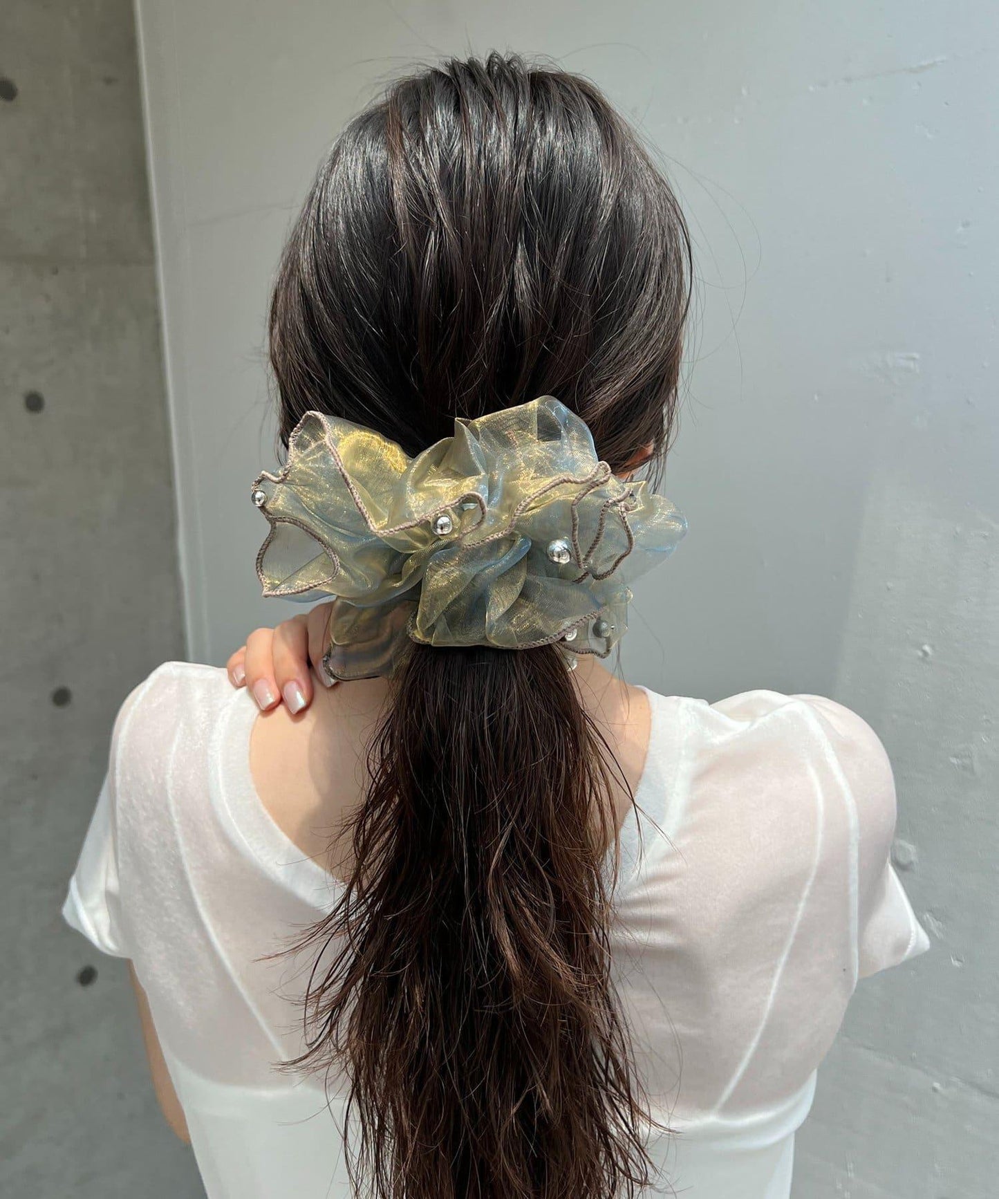 《GOLDY/ゴールディ》絲綢銀色圓點發飾