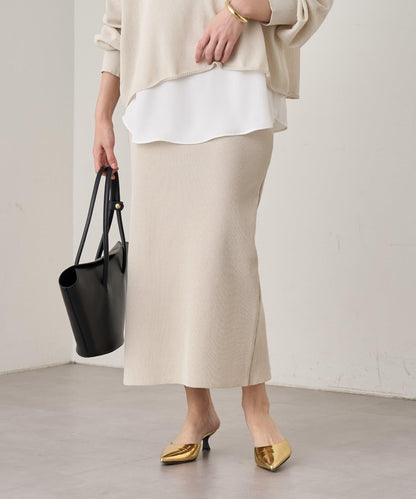 【Loungedress】和紙羅紋針織半身裙