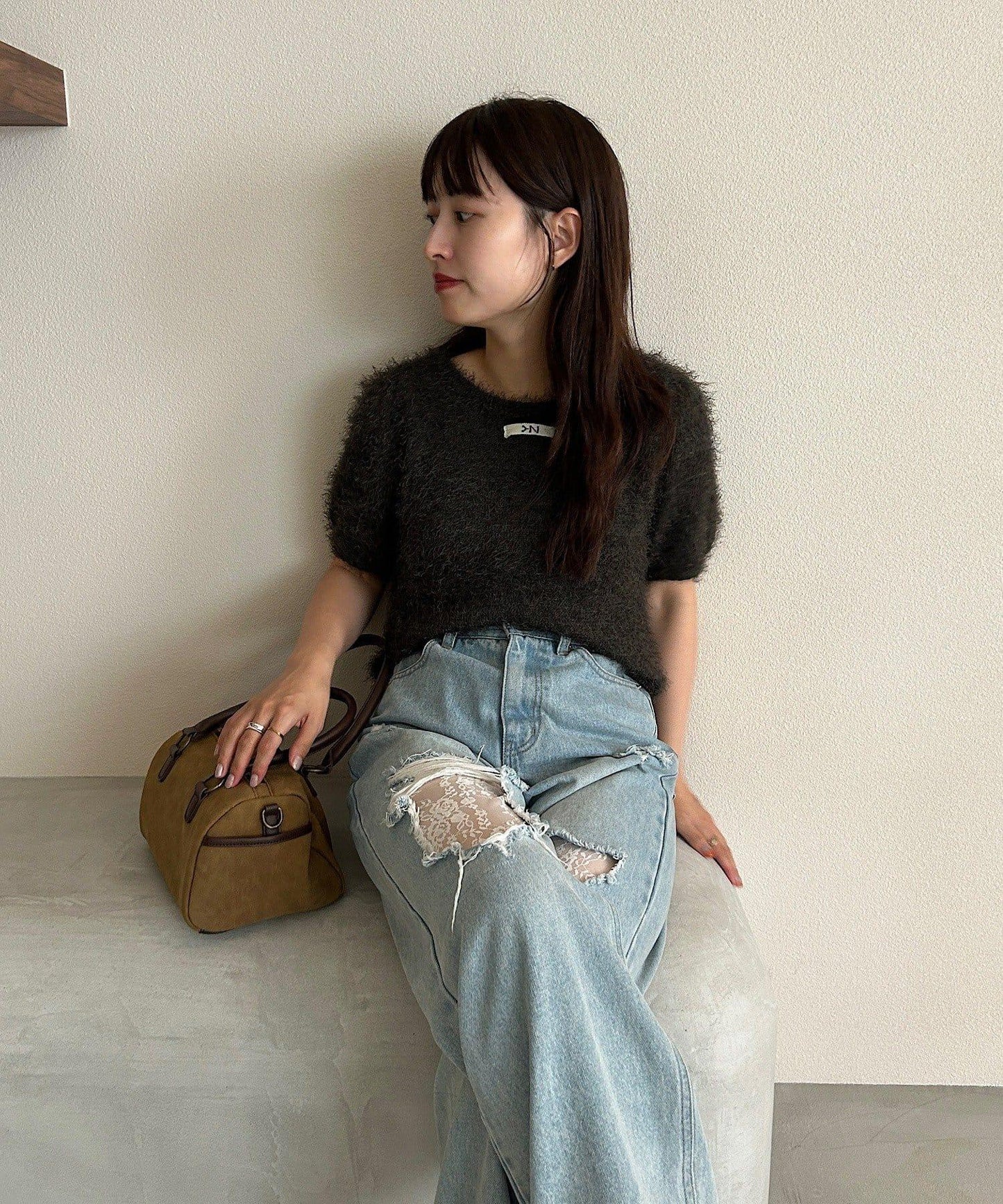 絨毛短袖開衫