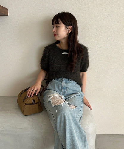 絨毛短袖開衫