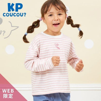 KP coucou? 單點刺繡長袖條紋T恤（80～140）
