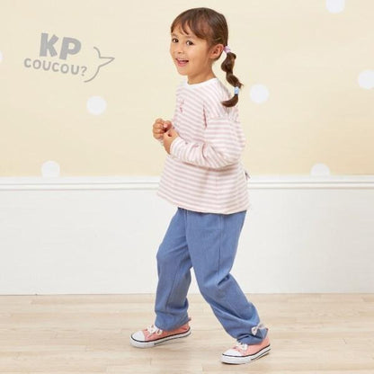KP coucou? 單點刺繡長袖條紋T恤（80～140）