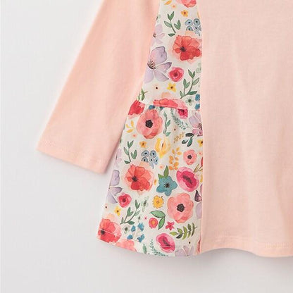 【人氣商品】【直營店無售】花卉圖案拼接層疊長款上衣