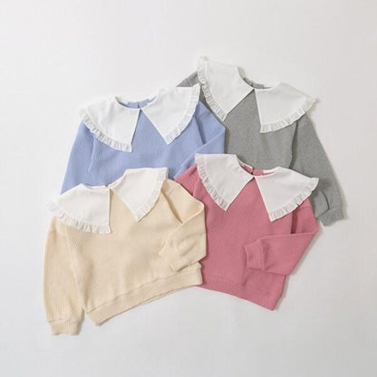 【ふわふワッフル】帶荷葉邊領上衣