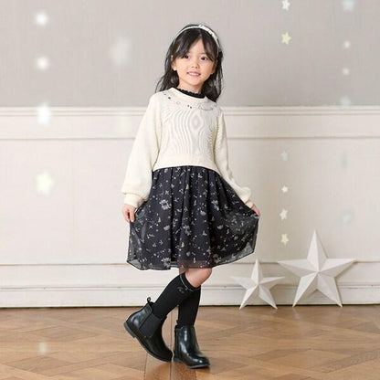 星座圖案雪紡連衣裙（90～150）