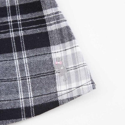 格紋肩帶蝴蝶結拼接長款上衣（80～150）