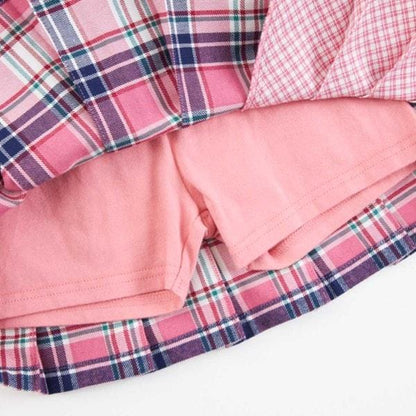 格紋百褶蝴蝶結裝飾裙褲（90～160）