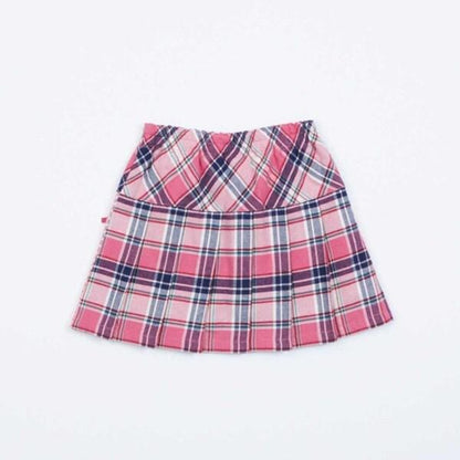 格紋百褶蝴蝶結裝飾裙褲（90～160）