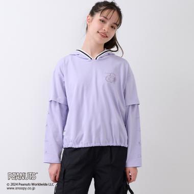 【《PEANUTS》】【清涼】2WAY連帽線條外套