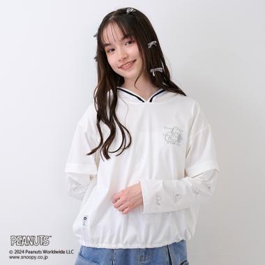 【《PEANUTS》】【清涼】2WAY連帽線條外套