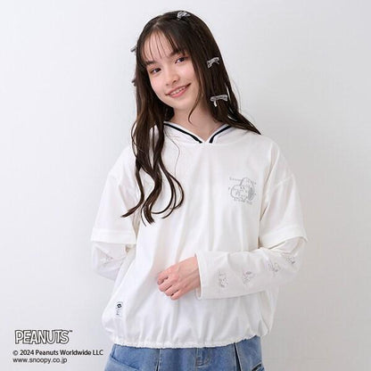 【《PEANUTS》】【清涼】2WAY連帽線條外套