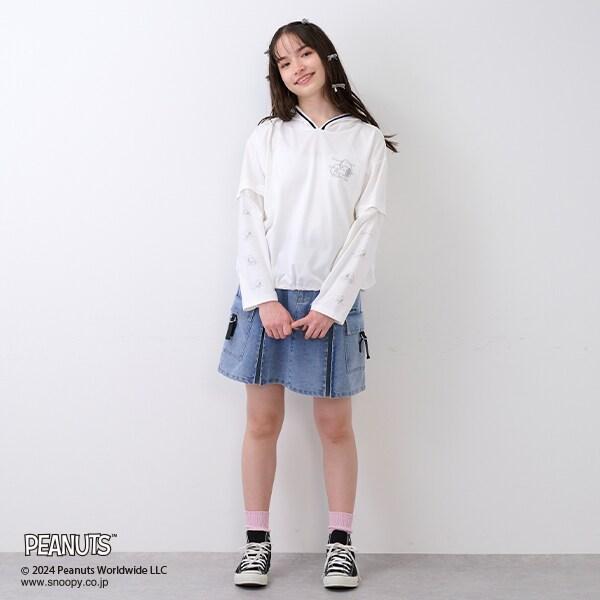 【《PEANUTS》】【清涼】2WAY連帽線條外套