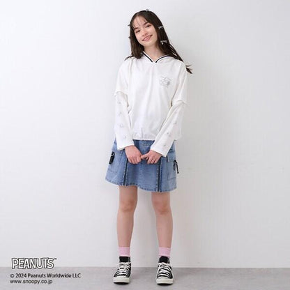 【《PEANUTS》】【清涼】2WAY連帽線條外套