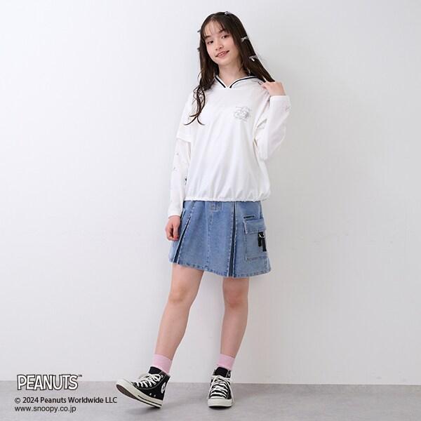 【《PEANUTS》】【清涼】2WAY連帽線條外套