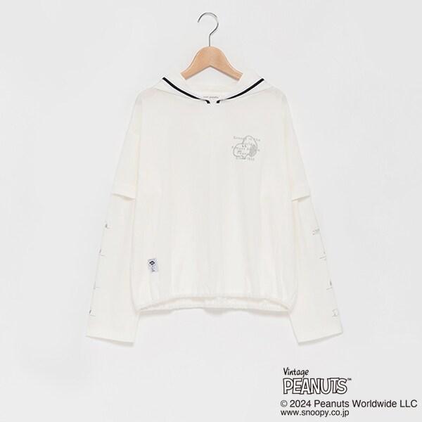 【《PEANUTS》】【清涼】2WAY連帽線條外套