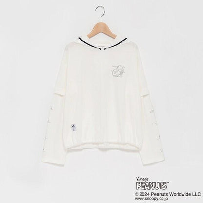 【《PEANUTS》】【清涼】2WAY連帽線條外套