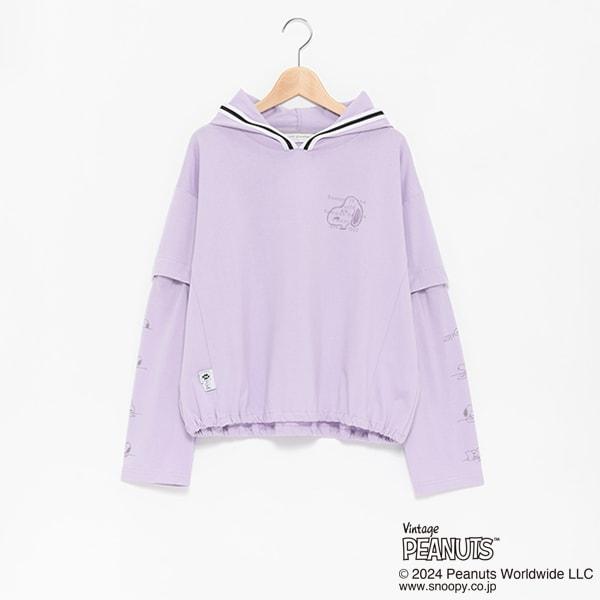 【《PEANUTS》】【清涼】2WAY連帽線條外套