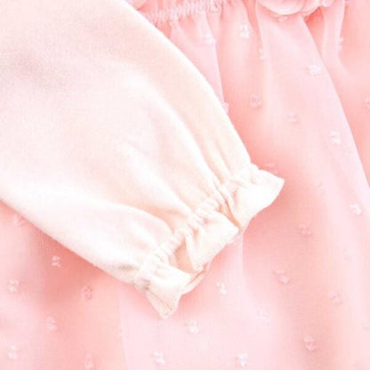 花朵圖案雪紡長款上衣&連體衣套裝