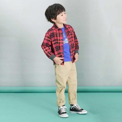KPBOY 先染格子長袖襯衫(90～150)