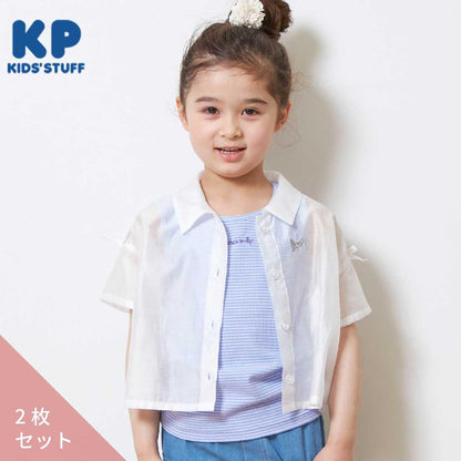 KP(ケーピー)薄紗襯衫&條紋背心套裝