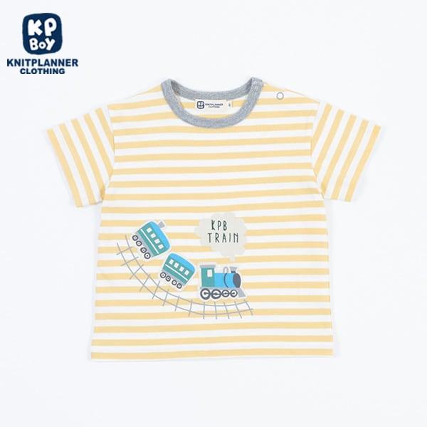 汽車印花貼布條紋T恤（80～90）