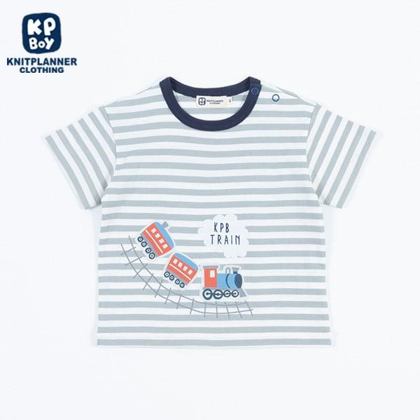 汽車印花貼布條紋T恤（80～90）