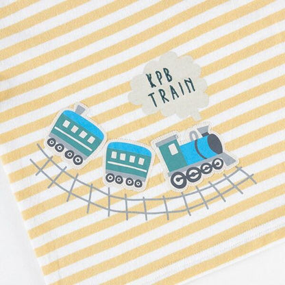 汽車印花貼布條紋T恤（80～90）