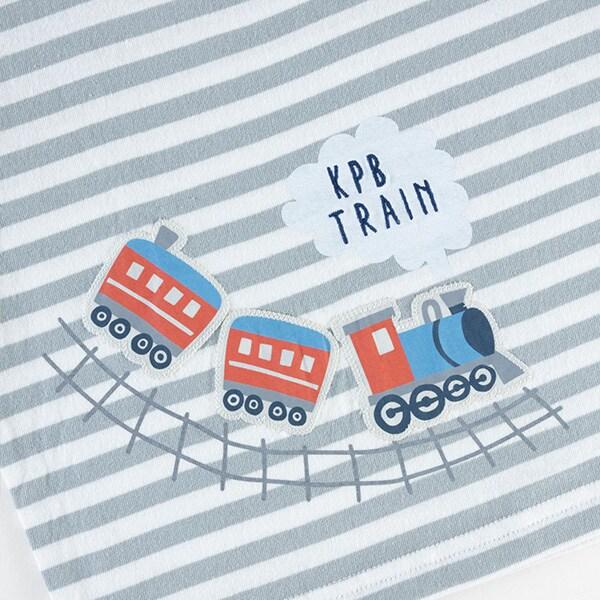 汽車印花貼布條紋T恤（80～90）