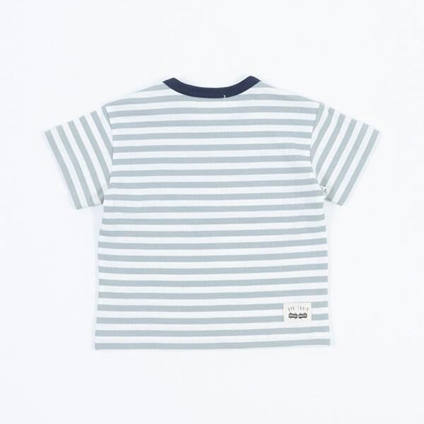 汽車印花貼布條紋T恤（80～90）