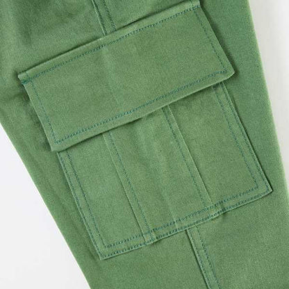 彈力斜紋工裝風長褲（100～130）