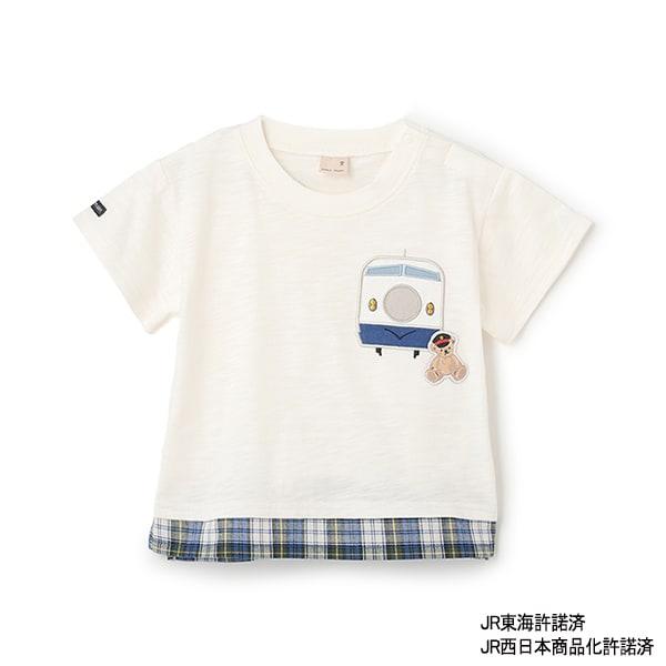 新幹線下襬格紋貼布短袖T恤