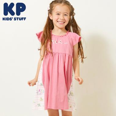 mimi醬度假風圖案木糖醇加工連衣裙