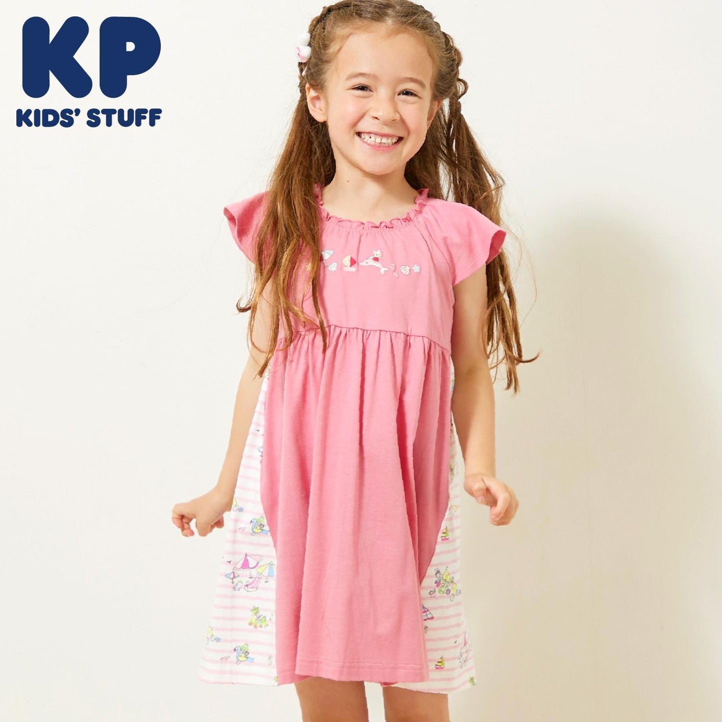 mimi醬度假風圖案木糖醇加工連衣裙